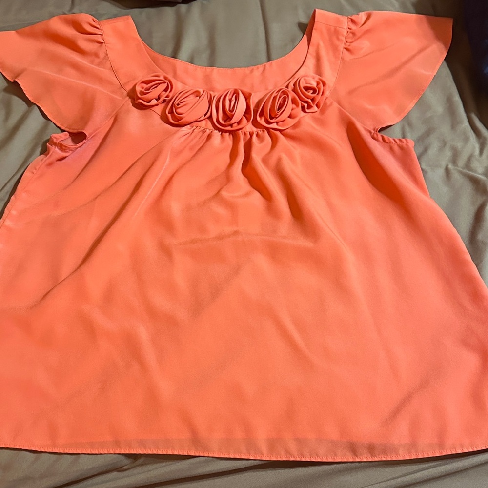 Cato Orange  Flutter Sleeve Blouse